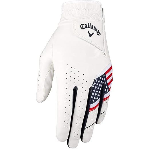 Callaway Golf Men's Weather Spann Premium Synthetic Golf Glove (Large, Single, White, Worn on Right Hand)