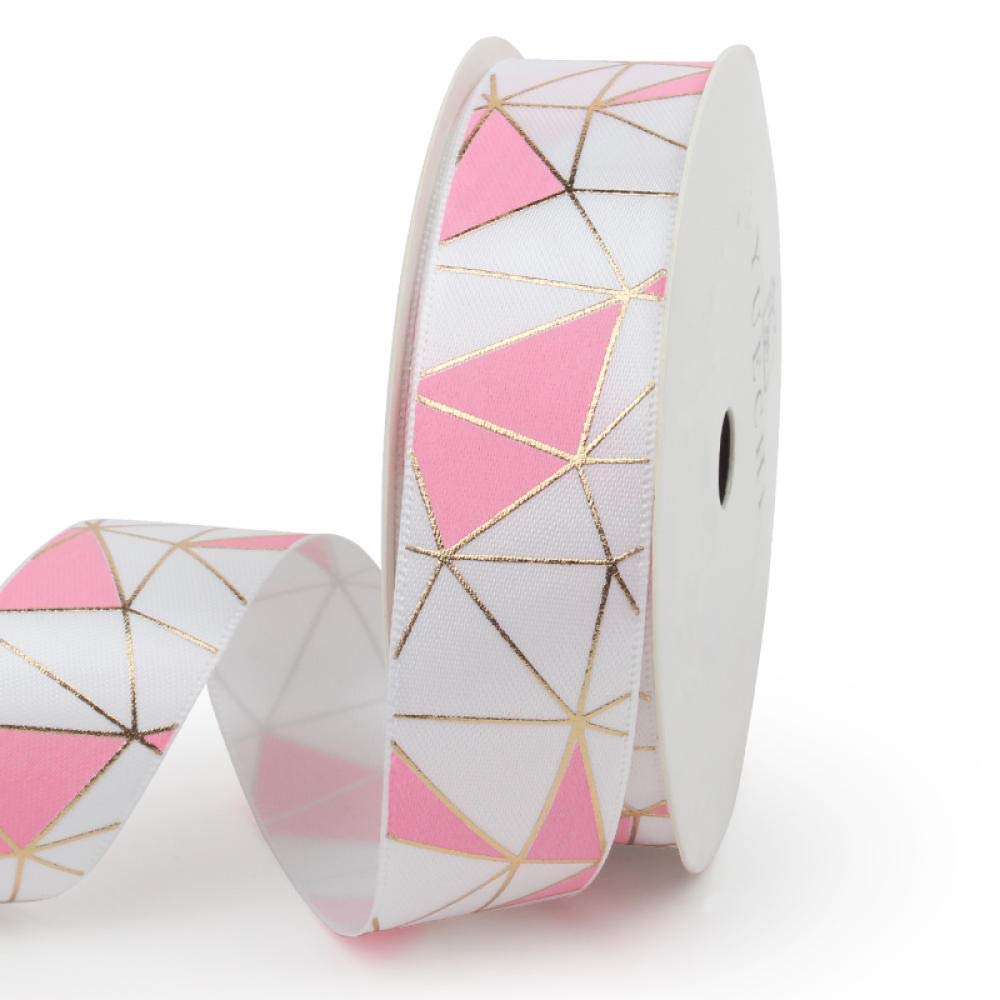 Ribbons For Gift Wrapping Ribbon For Fabric Satin Ribbons Ciasto Pieczenie Kwiaty Wstążka Handmade Diy Materiał Wstążka Prezent Prezent Dekoracyjny Wstążka Wstążka Dekoracyjna Wstążka-Różowa Geometria