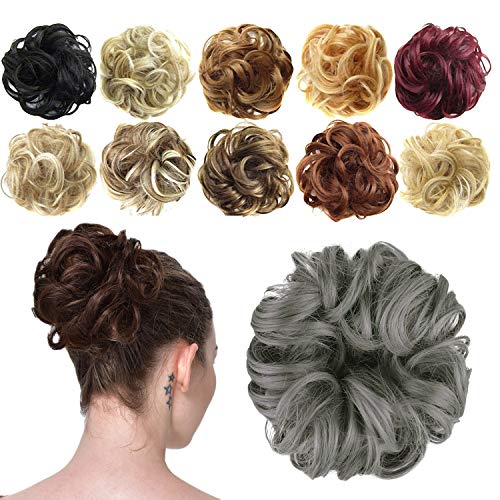 FESHFEN Hair Bun Extensions Messy Curly Hair Scrunchies Hairpieces Synthetic Donut Updo Hair