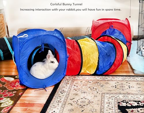 Image of Large Rabbit Tunnel,Collapsible Bunny Tunnels Hideouts,Colorful Tubes for Rabbits XL Indoor Outdoor Small Animal Interactive Toys