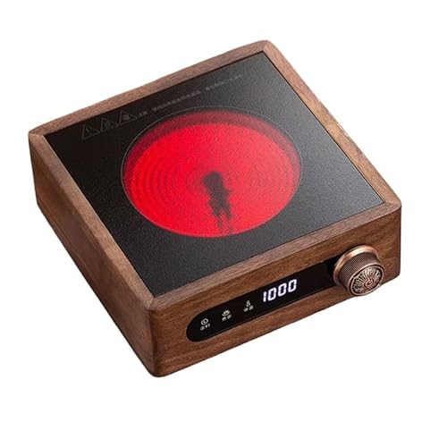 VEKAZ電気セラミックストーブ、ティーケトル、110V、コーヒーと紅茶の抽出用、ポータブルストーブ、温度制御、無垢材、お気に入りのお茶を淹れるために (単一炉デュアル制御モデル)