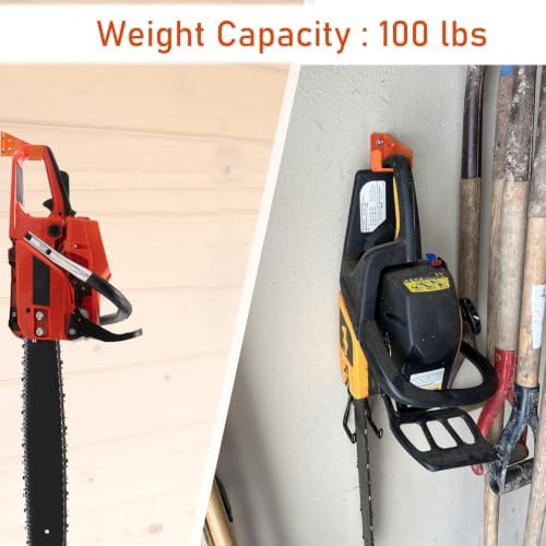 JAWULIJIA Chainsaw Hanger Heavy Duty Chainsaw Holders Organizer Mounted Chainsaw Rack for Garden Garage Chainsaw Wall Mount with Anchors and Screws Kit(1 Pack) - 4