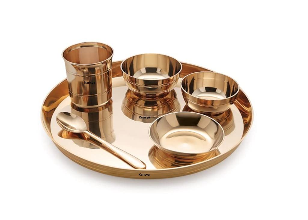 kansya Pure Kansa/Bronze Utensils Dinner Thali Set (Gold) Amazon.in