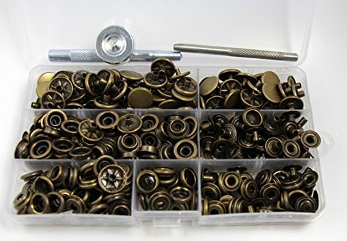 WellieSTR 100 Sets 15mm #201 Copper Snap Fasteners/Popper Press Stud Sewing Leather Button with Fixing Tool and Box