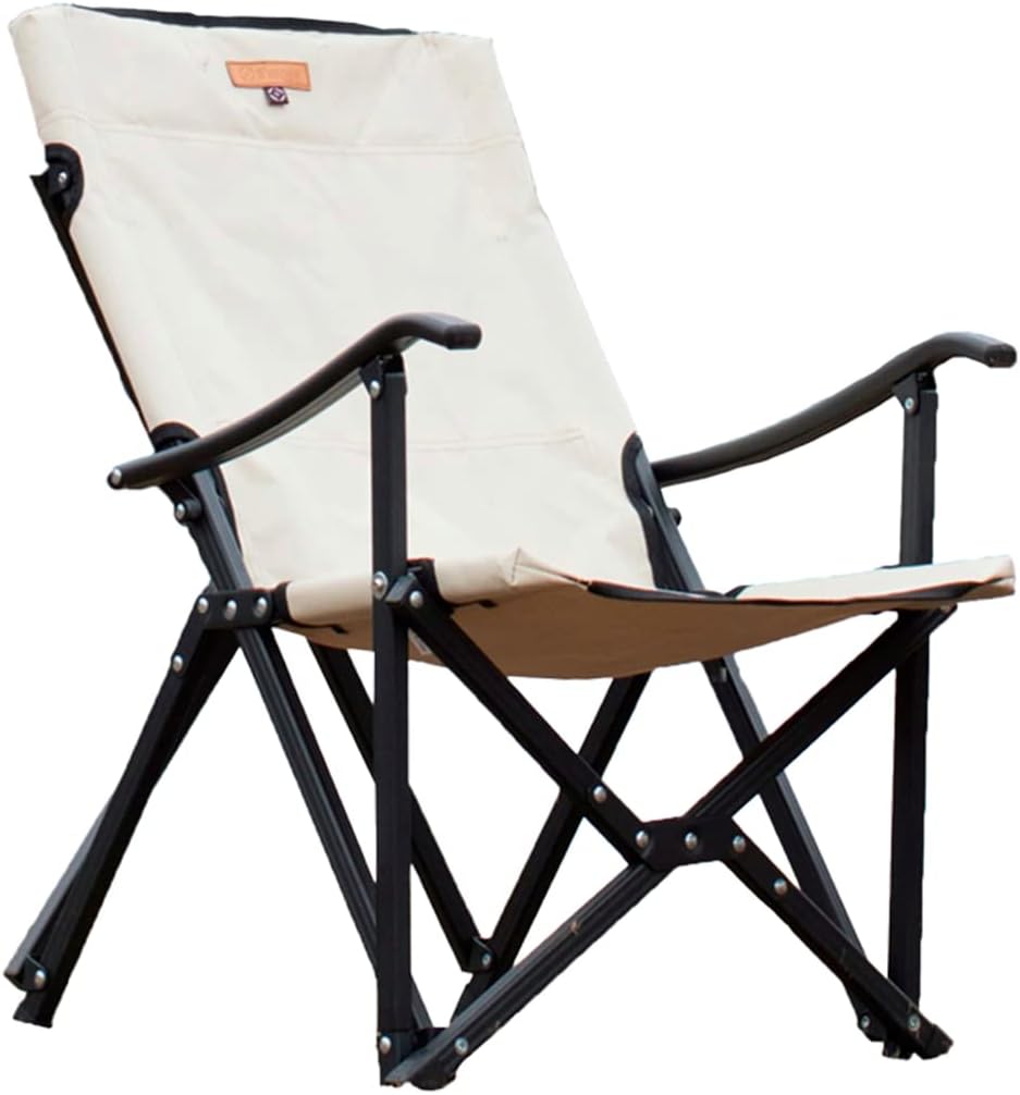 S'more Outdoor Camping Armchair, Small Lightweight Folding Chair with Back Pocket, Portable Picnic Chair with Carry Bag, Foldable Chair for Camping, Picnic, Beach, Hiking, BBQ (Beige)