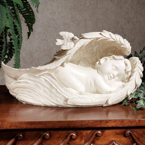 Escultura de Ángel en Alas Suaves Marfil miniatura 2