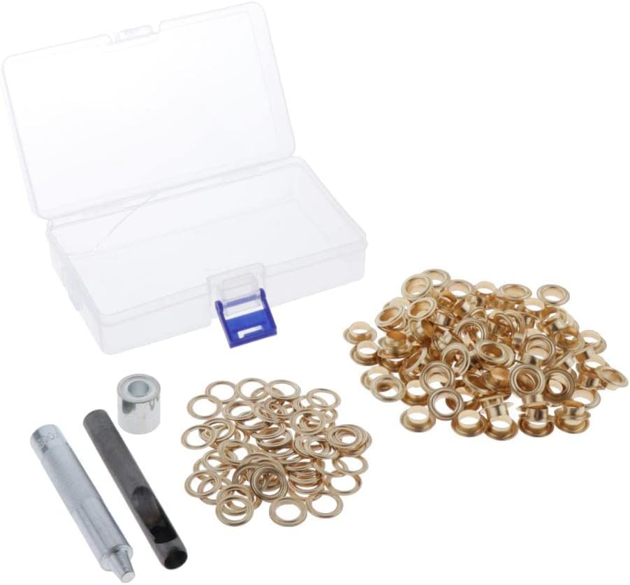 Luzhengyang 100 Sets Copper Eyelets with Washers & Setter for Canvas Leather Craft |, Easy to Use | Marine Boat Covers, Sewing, Home Improvement | DIY Copper Grommet Tool Kit