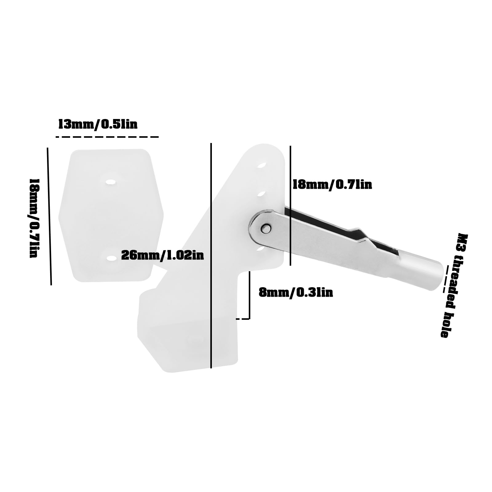 VGOL 10Sets RC Plane Surface Control Horns with M3 Clevis Snap Links for Elevator Rudder Flaps - Image 4