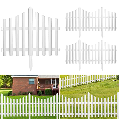 ELECLAND 5 Pieces Garden Fence with 5 Pieces Fence Inser White Plastic Fence Garden Picket Fence Edgings Lawn Flowerbeds Plant Borders Decorative Garden Yard
