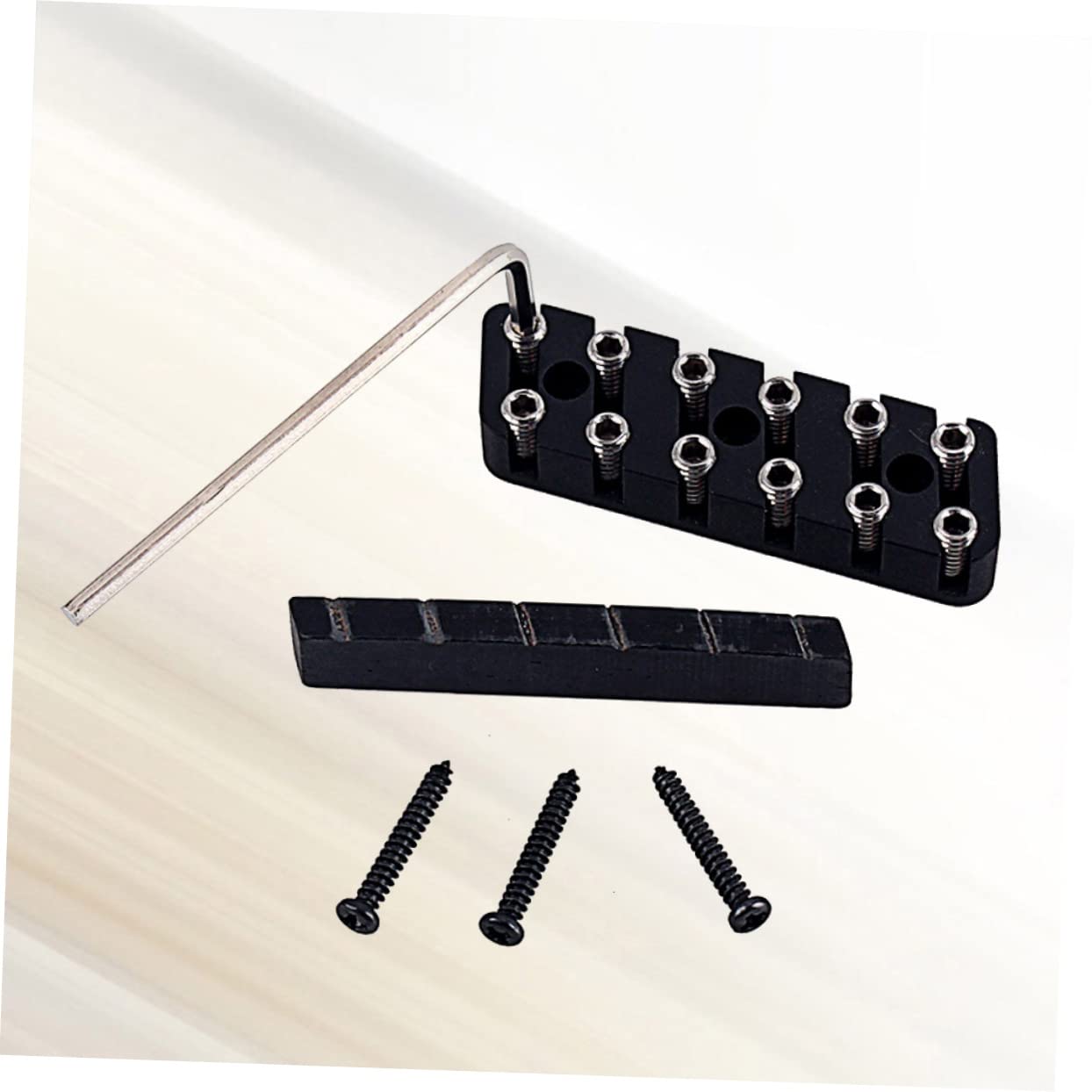 Toyvian Dado e Regolazione Altezza in Rame di Bloccaggio delle Corde per Chitarra Elettrica a 6 Corde Nero con Capotasto in Osso di Cammello