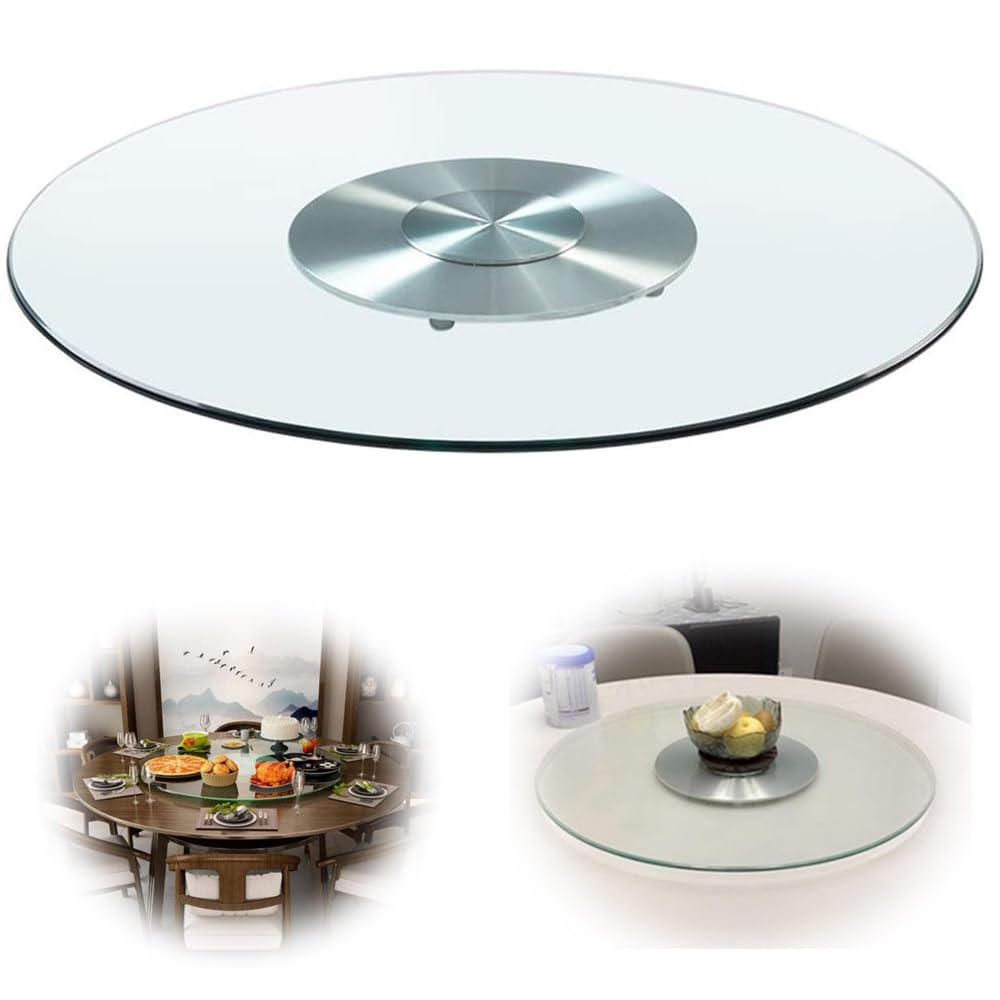 NILZA Plat De Service Grande Plateau Tournant en Verre Plateau Tournant Rond, 100cm - 60cm Plateau Rotatif Plateau De Service, Lazy Susan pour Table À Manger, Silencieux (Size : 70cm/27in)