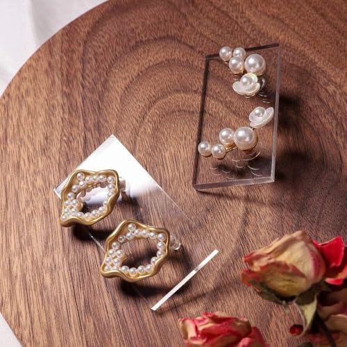 Image of Transparent Earring Display Cards Clear Acrylic Jewelry Holder for Studs & Danglers Reusable Earrings Organizer Cards for Women & Girls (earring display cards transparent pack of 20)