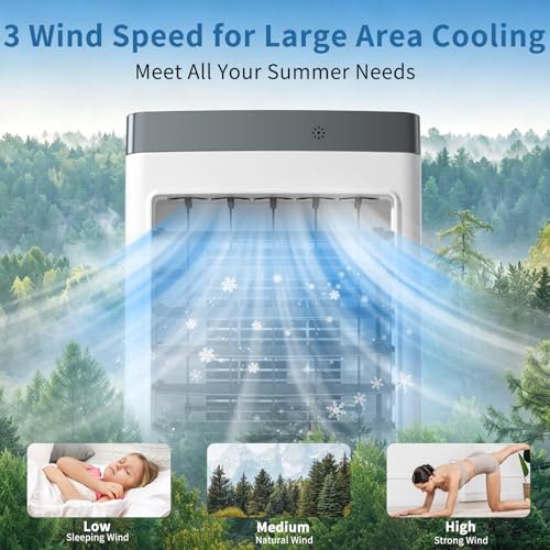 Portable Air Conditioners for Room, Swamp Cooler Portable AC Unit with Large Water Tank, Windowless Evaporative Air Cooler with 3 Speeds, Fast Cooling Room Air Conditioners for Home & Garage by Lerat - Used condition - Image 4