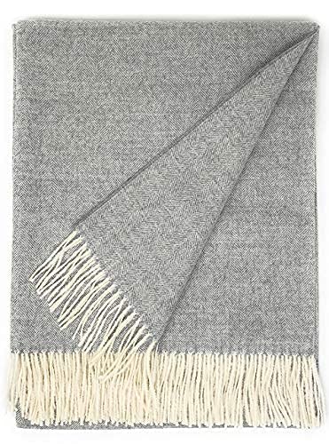 Alpaca Home - 100% Pure Baby Alpaca Eco Herringbone Sofa Throw Blanket, 71" X 51" (Grey)…
