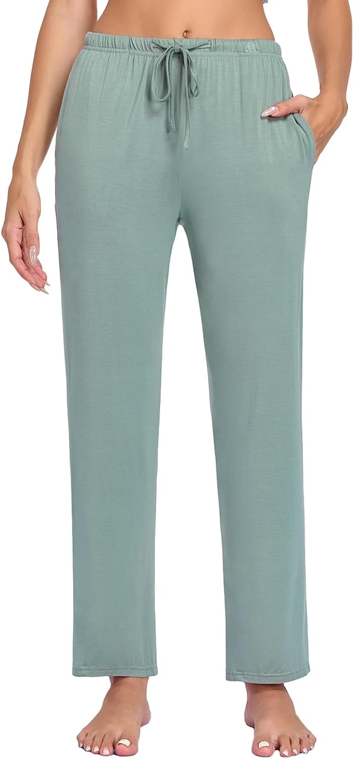 Petite Viscose from Bamboo Pajama Pants for Women Cooling Lounge Pants with Pockets Short Inseam Sleep Bottoms