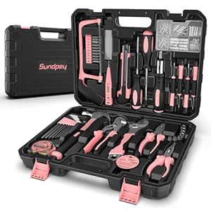 Sundpey Caja Herramientas Completa 148 Piezas – Juego Herramientas Completa – Kit Herramientas de Mano con Juego de Destornilladores Alicates Cinta MÃ©trica Para Hogar o Garaje Rosa