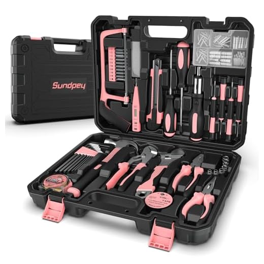 Sundpey Malette à Outils 148 Pièces - Caisse à Outils Complète Portable avec Tournevis et Pinces - Kit d’Outils Idéal pour Maintenance Quotidienne à la Maison ou au Garage Rose