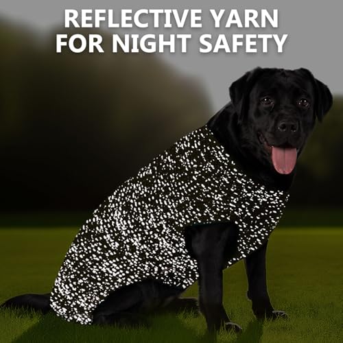 Image of KYEESE Reflective Yarn Dog Sweater for Small Dogs Thick Knit Pullover | Reflective for Visibility, Leash Hole for Walk, Stretchy Fit, Lightweight & Warm, Gentle on Sensitive Skin, Winter Daily Wear