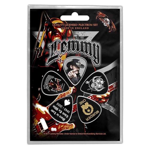 Lemmy Plectrum Pack Stone Death Forever Band Logo Official 5 Pack Guitar Picks Size One Size
