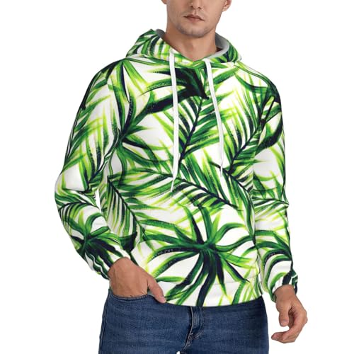 Sweat à capuche doublé et imprimé feuilles de palmier style décontracté