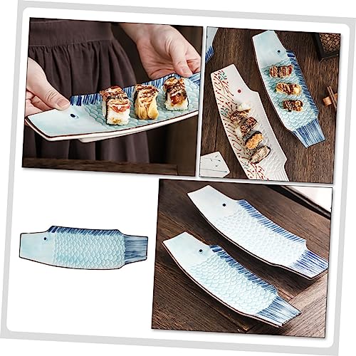 Plato japonés en forma de pez de cerámica para sushi miniatura 6