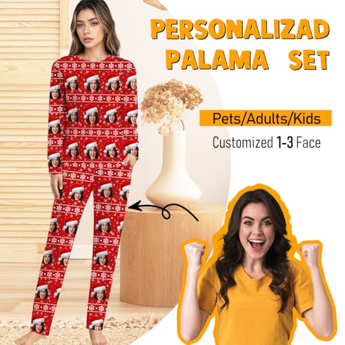 Custom Pajamas Set with Photo Face Personalized Pajama Long Sleeve Pjs Gift for Christmas for Men Women Couples2