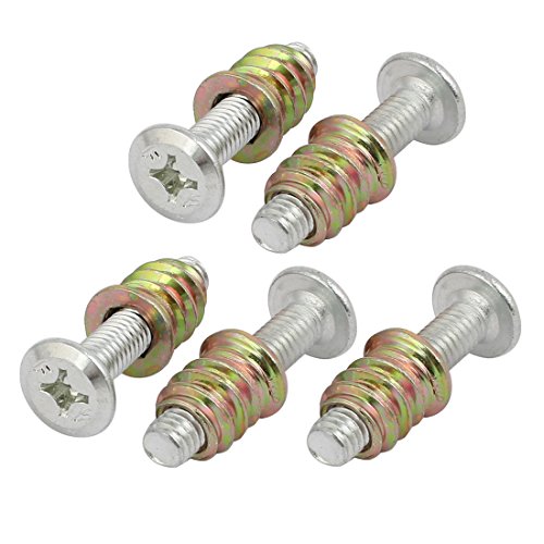Image of Rely⇒VP INDUSTRIES (Combo Set -10 Pcs) M6x20mm Flat Head JCB Phillips Screw with M6x13mm D-Nut Cut Threaded with Allen Key 1 Pc | Fastener for Joining Wood Boards, Cabinets,Cupboards,Chairs & Beds.