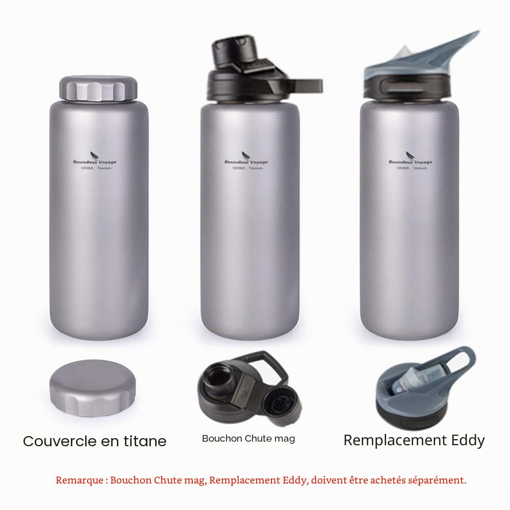 Boundless Voyage en Plein Air 1050ml Titane Bouteille d'eau Antifuite Camping Pique Nique Randonnée Vélo Ultra Léger Thé Café Cantine Tasse Vaisselle