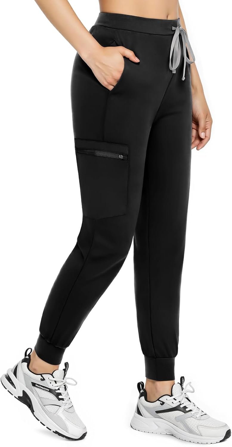 Women's Medical Scrub Pants, Soft Stretch Yoga Jogger with Elastic Drawstring Waistband - Image 2