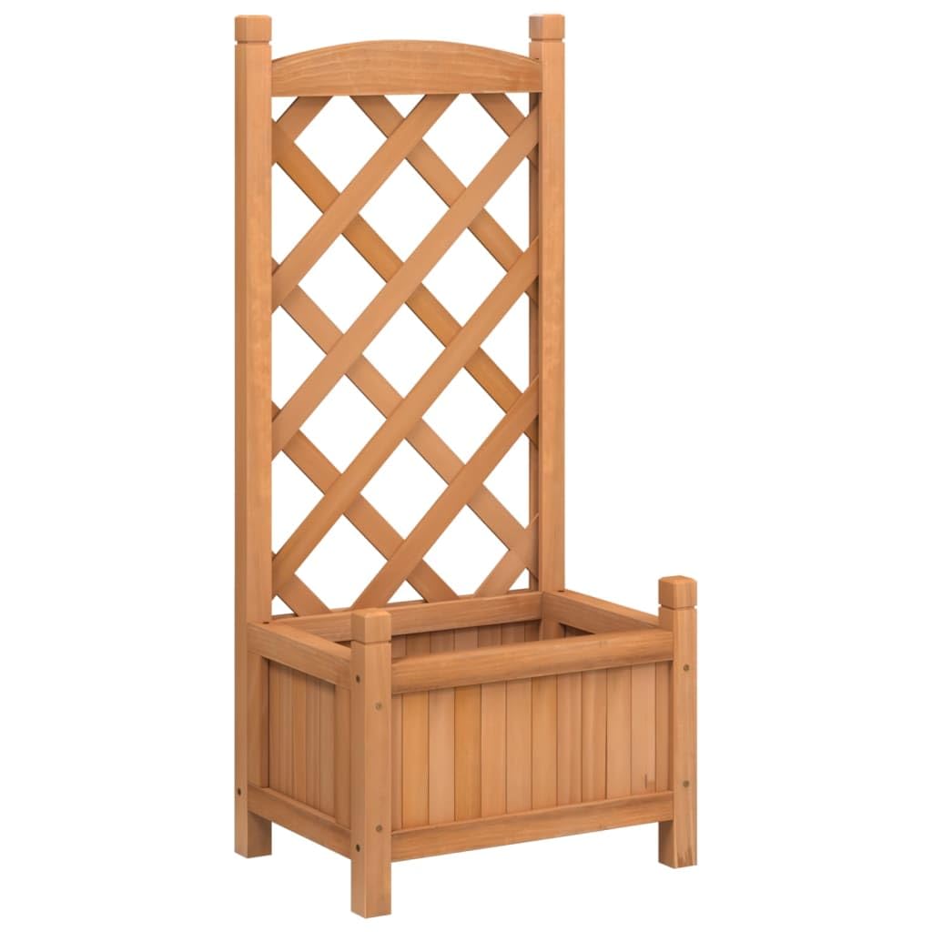 Jardinera con celosía marrón de madera maciza de abeto, jardinera rejilla para jardín, jardinera de exterior, jardinera balcón, decoración jardín gbb