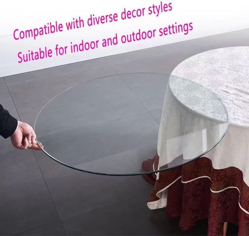 SYYXHC 36inch Dining Table Top Replacement, Transparent Countertop for Outdoor Patio Tables, Tempered Glass Tabletop for End Tables(50cm/19.6in)