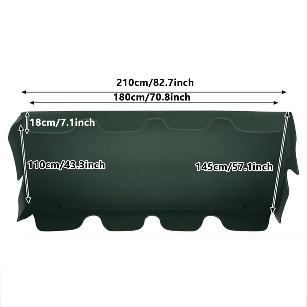 Auvent de Rechange 210 x 145 cm pour Balançoire Extérieur, Toit de Remplacement de Balancelle Jardin 3 Places Imperméable Anti-UV pour Patio(Black)