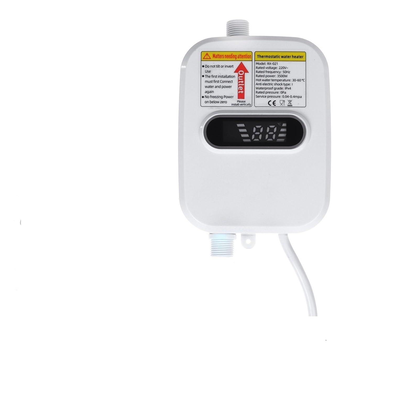 Natychmiastowy podgrzewacz wody, Elektryczny Bezzbiornikowy 3500 W Mini Natychmiastowy Podgrzewacz Ciepłej Wody Bateria Kuchenna Ogrzewanie Z Kranu 3 Sekundy Natychmiastowe