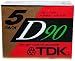 TDK Dynamic Performance D90 High Output IEC I / Type I - 5 Pack Audio Cassette Tapes