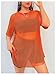 Verdusa Women's Plus Size Y2k Gothic Tops Sheer Mesh T Shirt Fishnet Rave Outfits Top Orange 4X-Large Plus