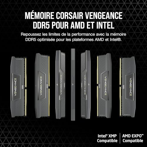 RAM DDR5 CORSAIR VENGEANCE 48Go 2x24Go 6000MHz CL30 Compatible iCUE - vue 5