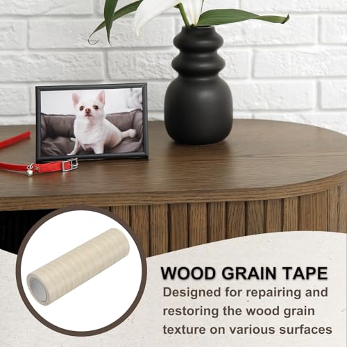 Image of PATIKIL Wood Grain Tape 5.9 inch x 15 Ft, Self-Adhesive Wood Texture Repair Tape Realistic Wood Effect Contact Paper Patch for Furniture Cabinets Floor Walls Home Decoration, Light Yellow Oak