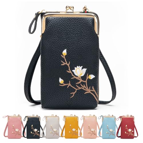 Leather Crossbody Phone Purse for Women, Adjustable Sling Bag with Multiple Compartments, Travel Cellphone Wallet