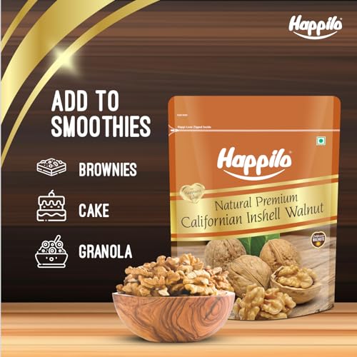 Image of Happilo Pure Californian Raw Inshell Walnut 200g (Pack of 1) | Dry Fruits, Healthy Snacks | Walnuts with Shell | Natural Kashmiri Walnut Kernels | Rich in Protein, Iron & Antioxidants