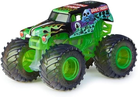 Miniatura 2 de Monster Jam 2022 Spin Master Camión fundido a troquel 164 con accesorio adicional excavadora de tumbas transparente Crew