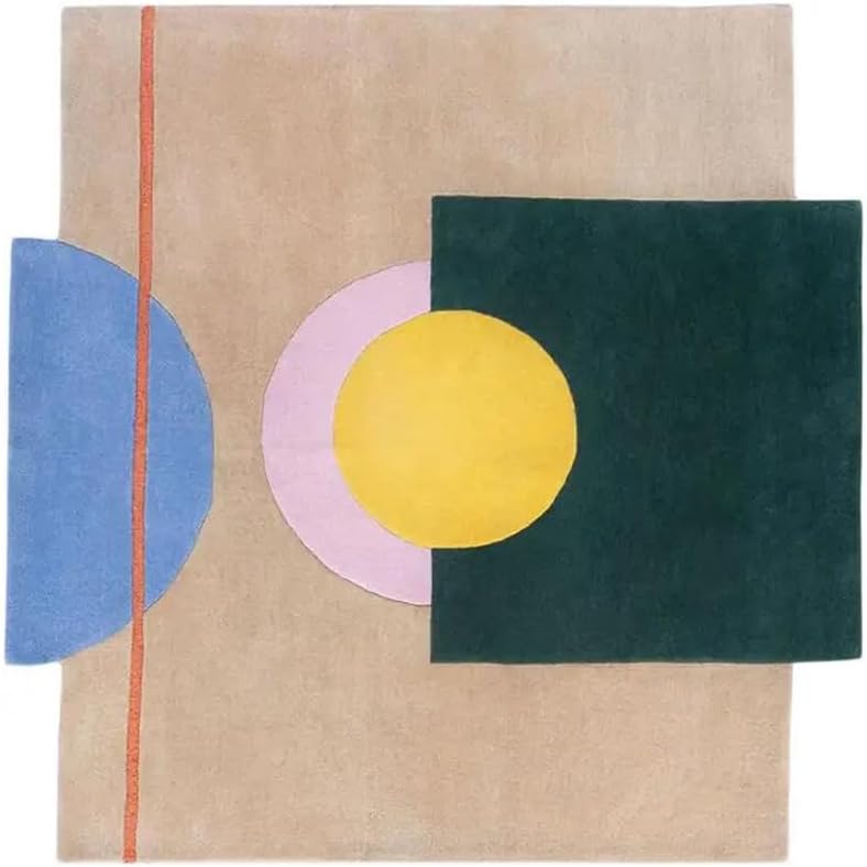 Modern Geometric Color Block Area Rug 9x12 ft | Hand Tufted Abstract Living Room Carpet