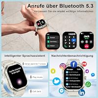 Smartwatch Herren GPS, 2.06" HD Militär Smart Watch mit Telefonfunktion, IP68 Wasserdicht Sportuhr, 110+ Sportmodi, Fitnessuhr mit Herzfrequenz Schlafmonitor Schrittzähler, Uhr für Android/iOS, Weiß – Ansicht 4