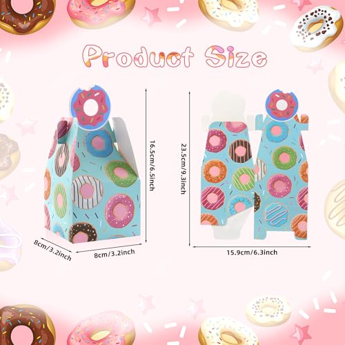 Donut Gift Bags for Party Supplies, 16Pack Sweet Doughnut Candy Treat Party Favor Paper Boxes for Donut Theme One/Two Sweet Birthday Baby Shower Decorations Gift Goodie Bags - 2 Designs