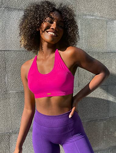 Fresought Sports Bras For Women Padded Comfort Stretchy Bra Spaghetti Thin Strap Pink S #TOP1