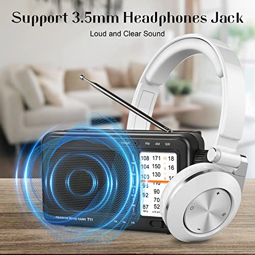 Portable Am Fm Sw Radio Transistor Radio Battery Operated Radio By 3 D Cell Batteries Or Ac Power With Excellent Reception,Good Sounds,Clear Display Panel,Large Knob,Earphone Jack #TOP3