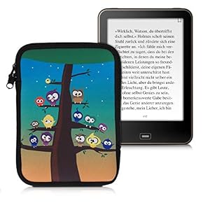 kwmobile Eule Baum eReader Hülle Blau Braun