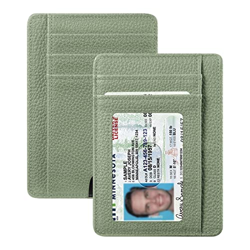 Image of FINTIE Slim Minimalist Front Pocket Wallet, RFID Blocking Credit Card Holder Card Cases with ID Window for Men Women (Sage Green)