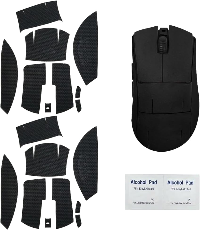 2 Pack Mouse Grip Tape for Razer DeathAdder V3 Pro Gaming Mouse, Anti Slip Textured Mouse Grip Tape with Pre Cut Design, Palm Control Upgrade for Competitive Gamers
