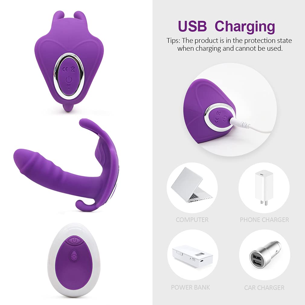 Wearable Butterfly Massaging Toys - Multiple Speed- Wireless Remote Control - Silent Soft Skin-Friendly - 9 Frequency Vibration - Back Neck Shoulder Invisible Relaxation Device 4RF