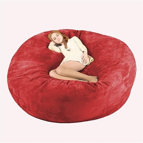 Miniatura 17 de Funda para silla puff (sin relleno), lujosa silla gigante de 6/7/8 pies para organizar juguetes de felpa o espuma viscoelástica (color marrón,